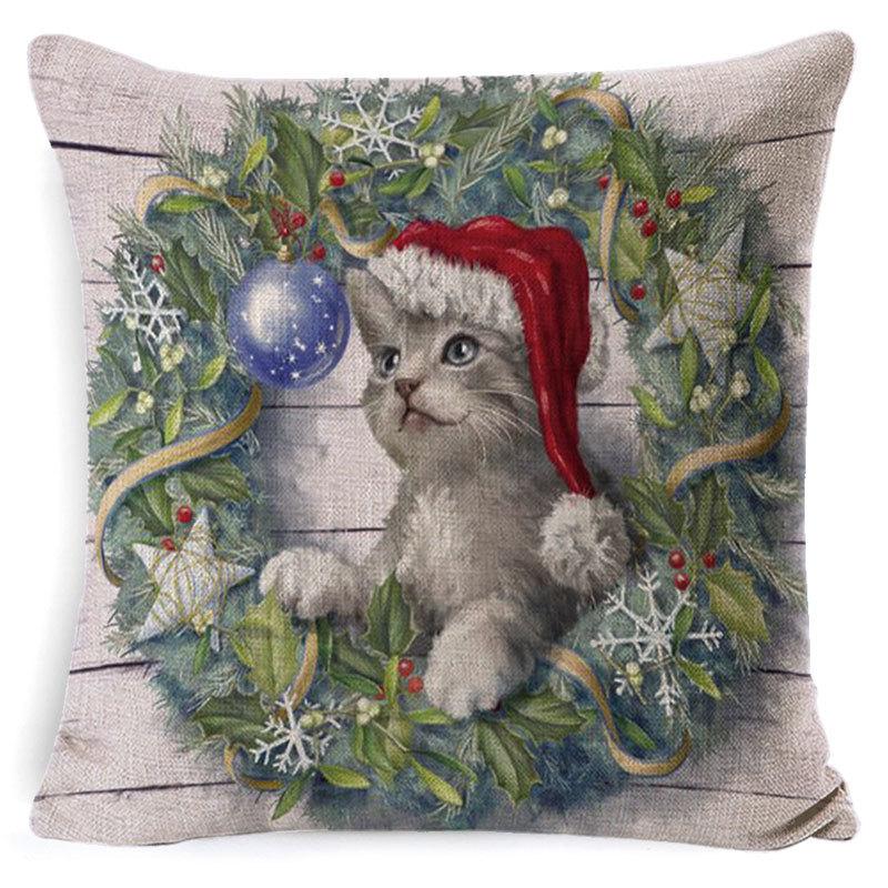 Printed Linen Pillow Cover Decoration Home Cartoon Animal Sofa Cushion Cover Cartoon Animal Print