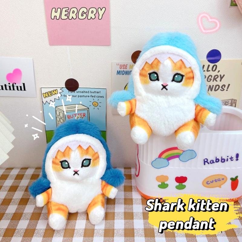 Niedliche Hai Katze Plüschtier Cartoon Kätzchen Anhänger Weiche Stoffpuppe Schlüsselanhänger Auto Schlüsselring Rucksack Taschen Dekoration Freund Geschenk