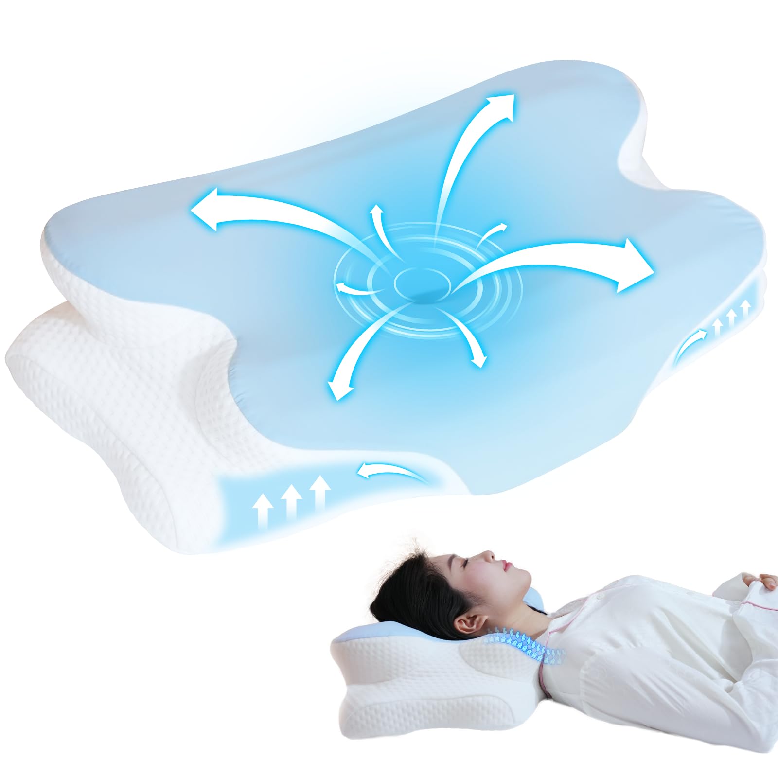 

Ewin No Neck Beauty Ingredients Жесткая подушка для плеч с эффектом памяти, прямая, боковая, высота, можно стирать, день рождения, синяя подушка, боль, подушка, товары, синий