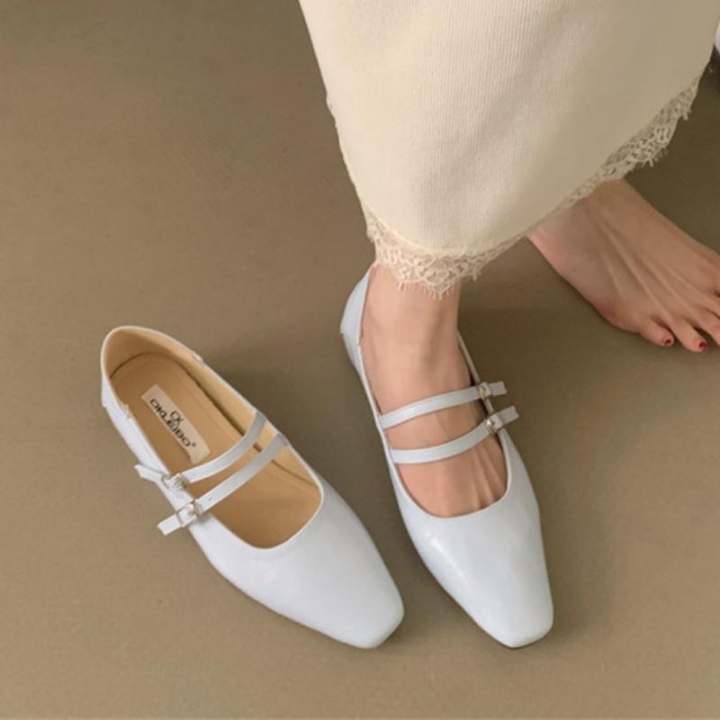 Fashion Bailamos 2025 Spring New Women Flats Fashion Ballerinas Flat Heel Casual Ballet Shoes Square Toe Shallow Ladies Mary Jane Shoes