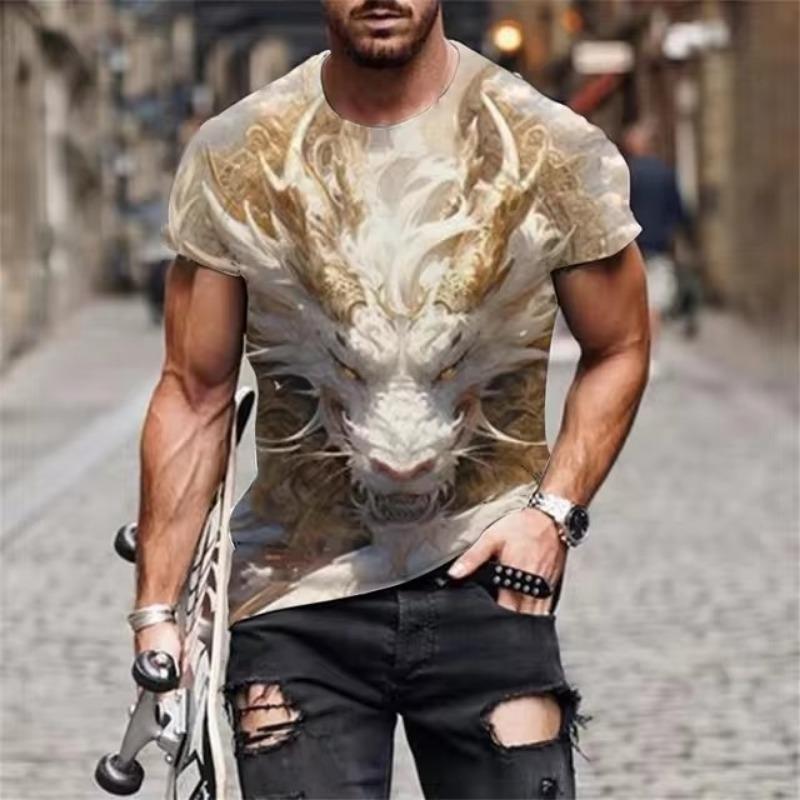 Dragon Totem 3d Printed Summer Men's T-Shirt Short Sleeve Fashion Street Casual Creative Personality Tough Guy Style Clothing