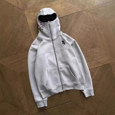 Unisex oversized mikina s kapucňou na zips s vreckom s kreslenou potlačou Ležérny streetový top
