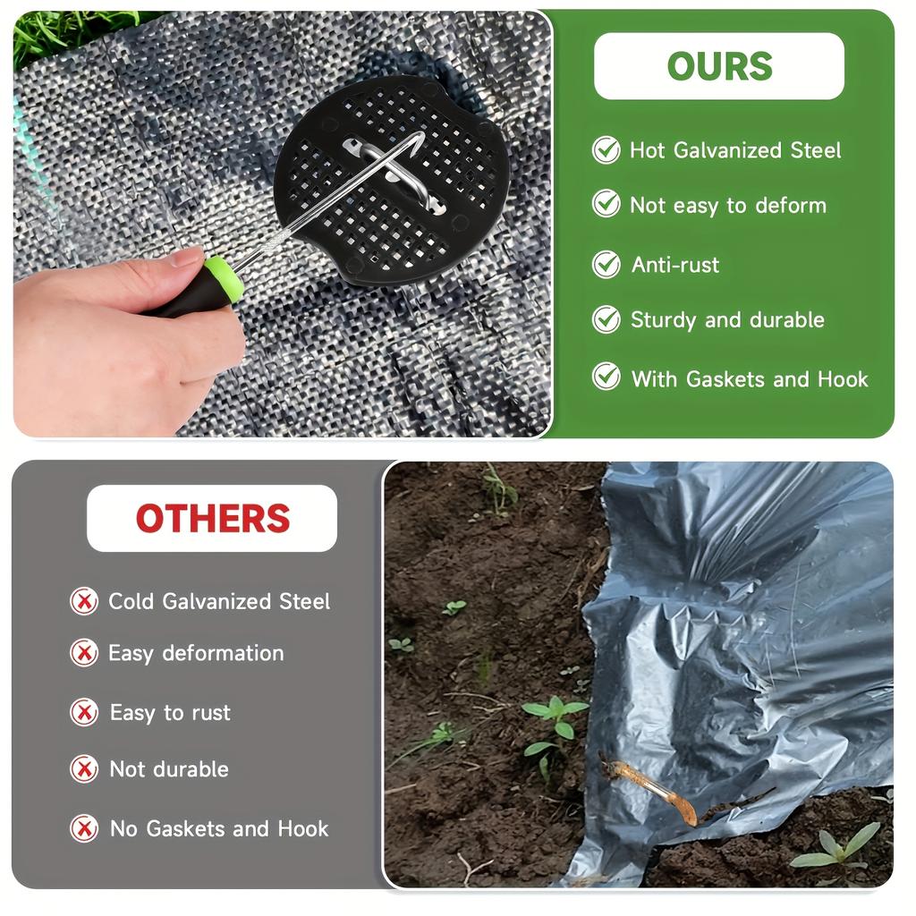 Set of 100 Lawn U-Shaped Stakes, U-Shaped Garden Pegs, 6Inch Galvanized Landscape Pins, Heavy-Duty Garden Stakes, Ideal for Securing Lawns and Fabrics