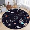 Outer Space Planet Print Round Carpet Bedroom Rug Computer Chair Swivel Floor Mat Living Room Cartoon Children's Room Floor Mat
