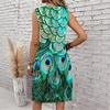Plus Size V Neck Sleeveless Dress Verdant Mountain Waterfall Art Print For Wilderness Adventure Tour