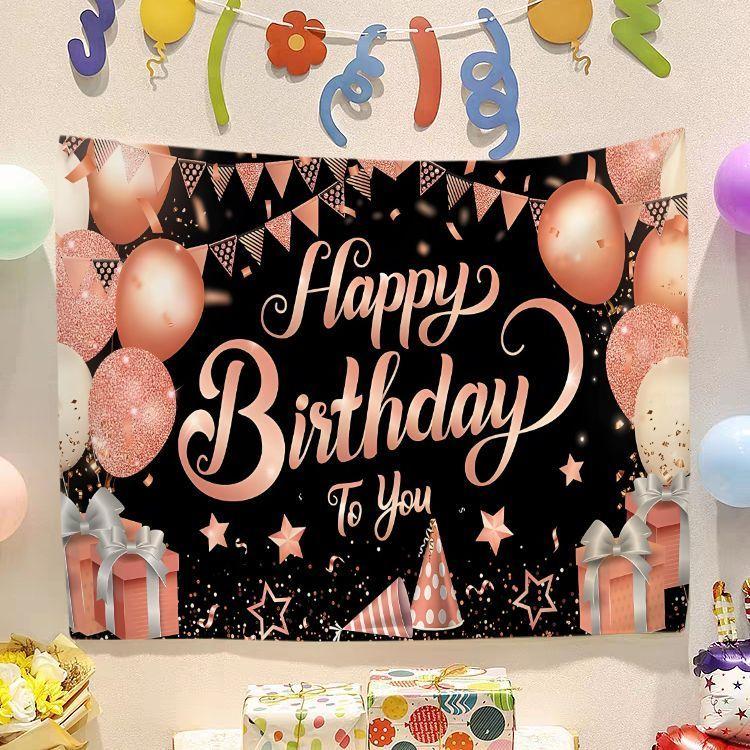 Birthday Happy Banner  Photography Background Cloth  Children's Party Decorative Wall Hanging Cloth