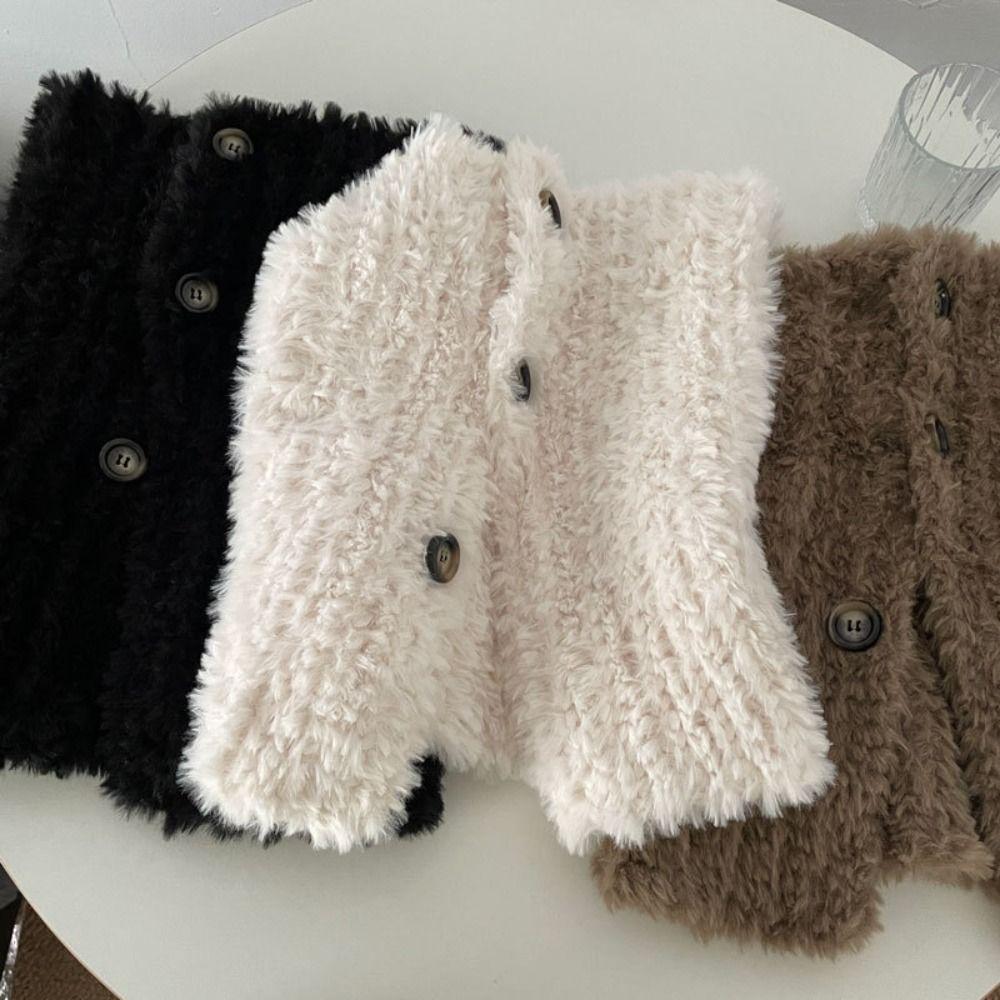 

Neck Collar Plush Shawl Fake Collar Winter Cashmere Scarves Elegant Knitted Wool Scarf Girl