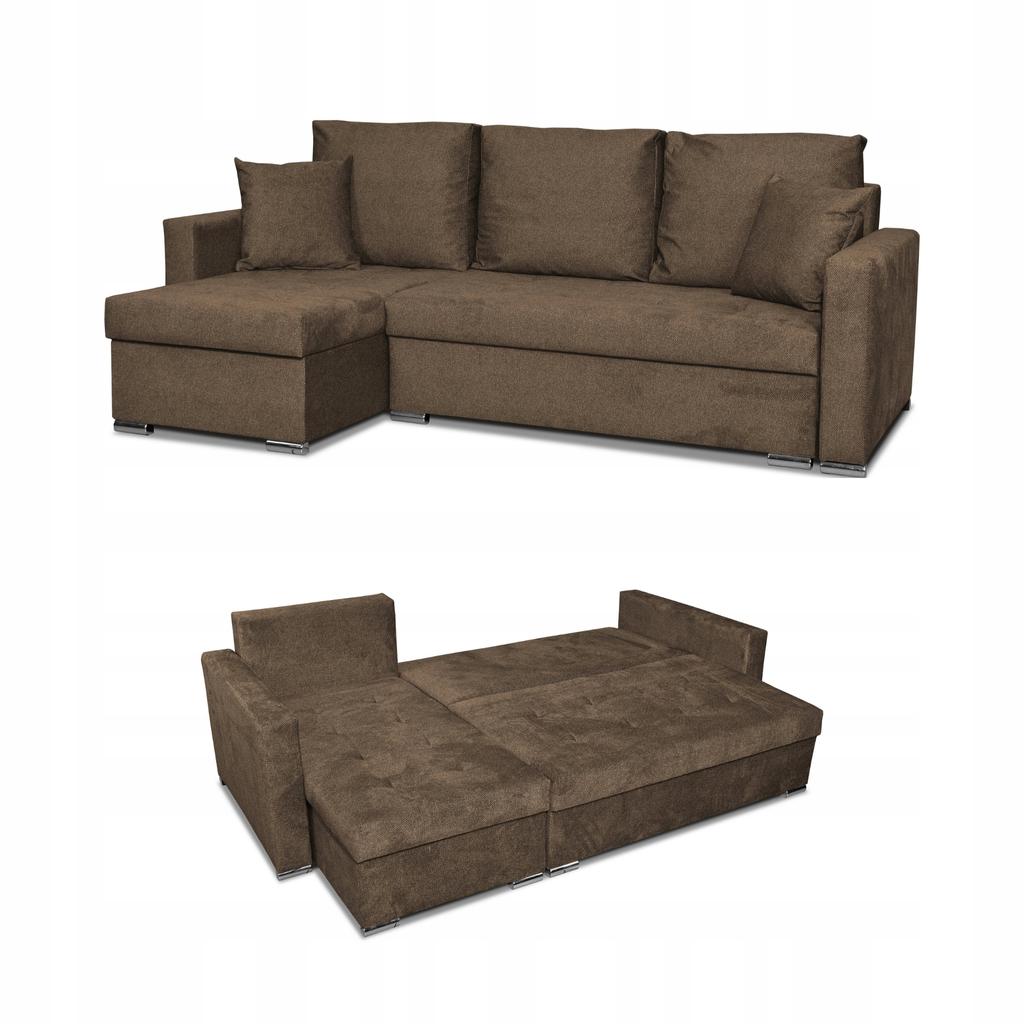 Bella Corner Sofa Bed with Sleeping Function, Corner Sofa, Family Furniture, Brown Velvet