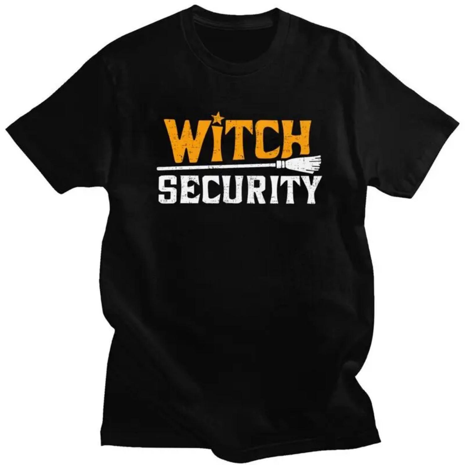 

Custom Witch Security Halloween Joke T Shirt Men Short Sleeve 100% Cotton T-shirt Casual Tees Streetwear Tshirt S чёрный