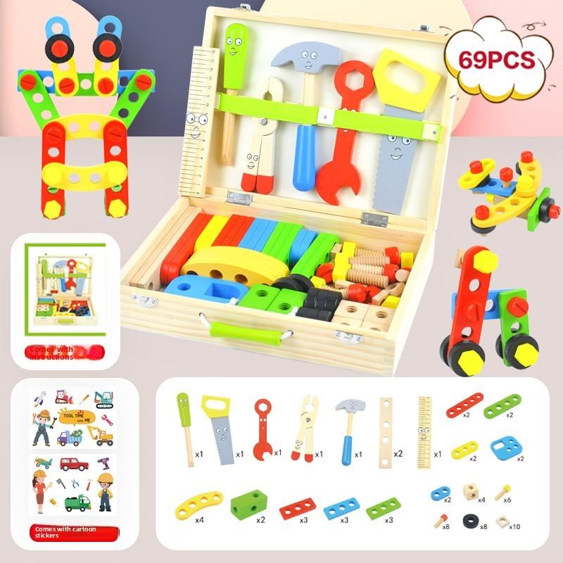 Wooden Toolbox Repair Disassembly Assembly Building Blocks Children Toys Puzzle