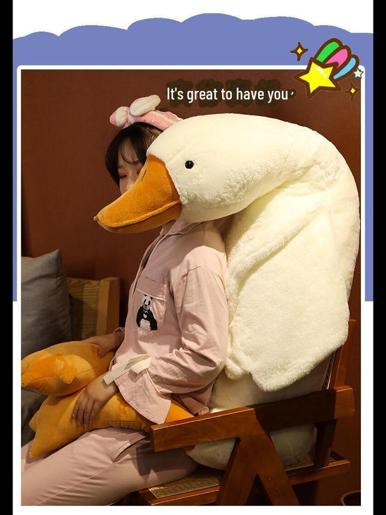 Big White Goose Plush Pillow – Cute Gift for Girls' Birthdays