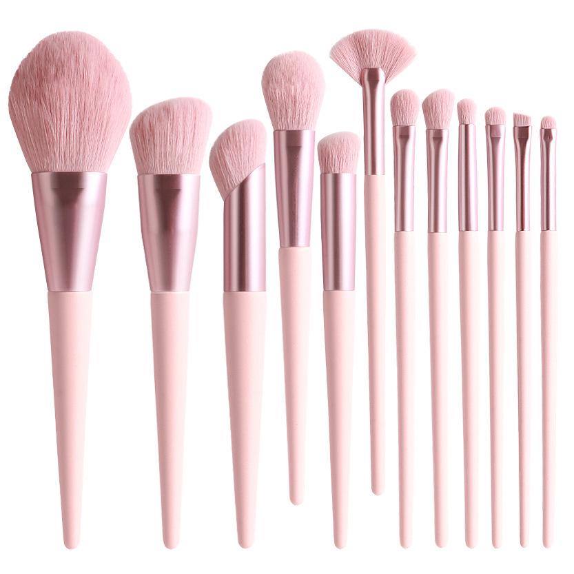 

Набір із 12 м яких рожевих пензлів для макіяжу: Ідеально для пудри, рум ян та тонального засобу