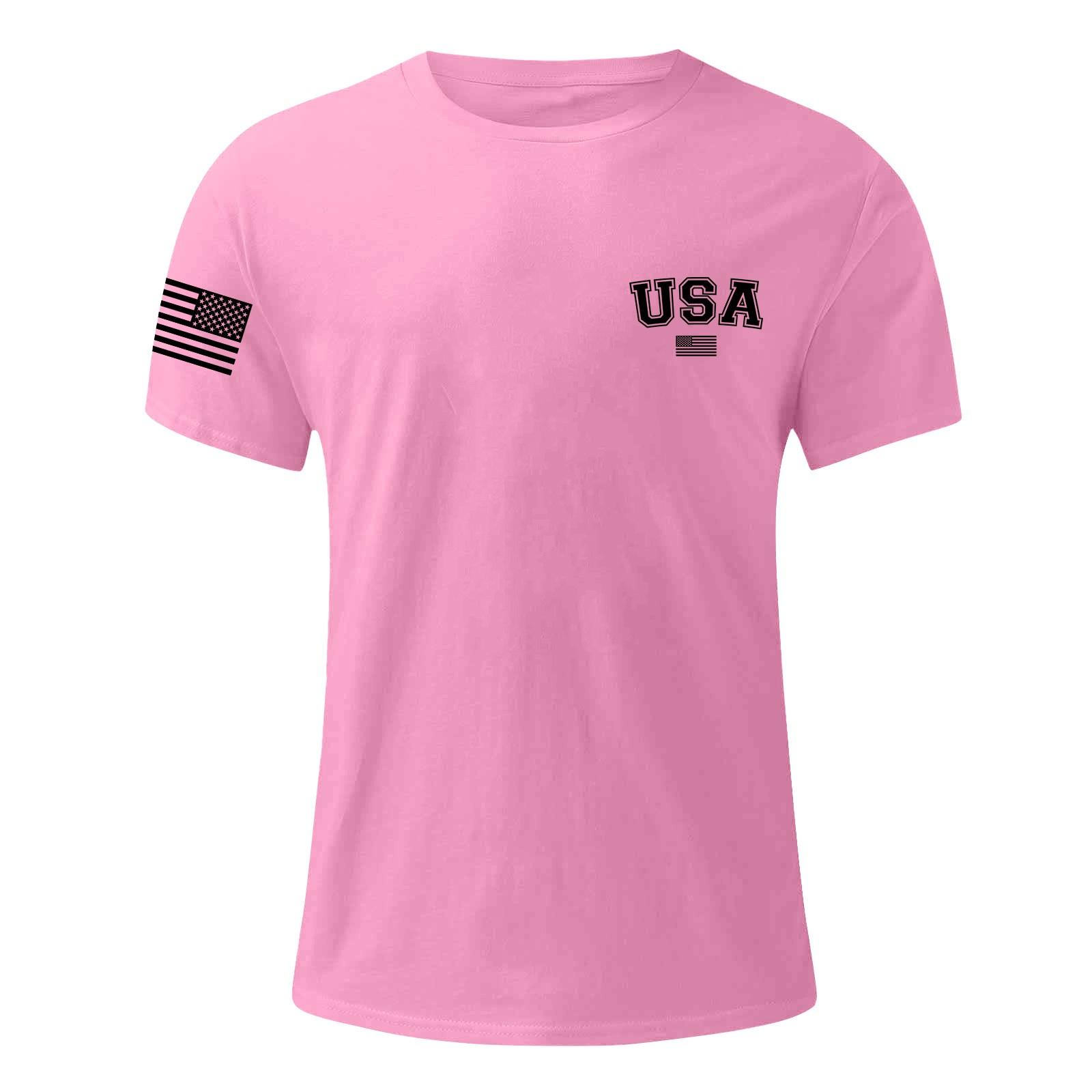 

Мужская модная повседневная футболка с круглым вырезом и коротким рукавом с принтом «День независимости» XXL розовый