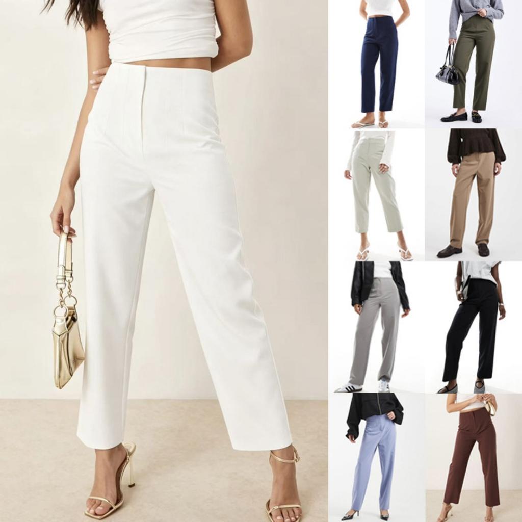Women's High-waisted Straight Leg Trousers Casual Commute Office Pants