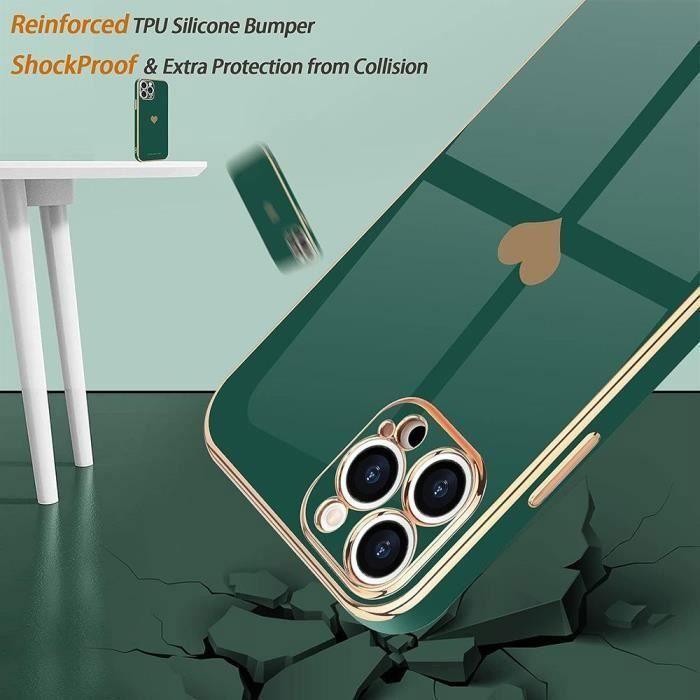 Coque de protection pour iPhone 16 - BOOLING - Souple - Vert Nuit - Cœur Antichoc - Anti-Rayure