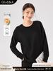 Damen Schneeflocken-Fleece Slim Fit Strickoberteil: Hautfreundlich, Warm, Kordelzug Langarm, Wendbar.