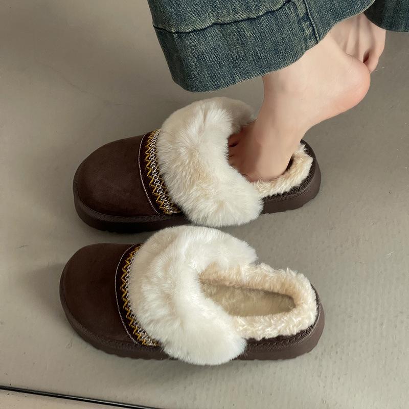 Fashion versatile casual warm cotton slippers 2025 autumn and winter new women's style comfortable versatile slippers