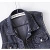Women's Retro Pleated Denim Vest - Sleeveless Casual Top for Spring/Autumn Dresses, 2025 Gilet