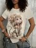 Women's Summer Fashion Short Sleeved Top Sweetwear Cute Cat Pattern Print Daily Date Attire T-Shirts Women Tees Clothing Female