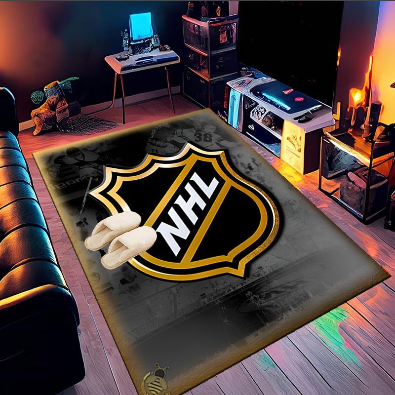 Tappeto Area Rug con Emblema Lega Hockey NHL Adatto per Interni ed Esterni, Tappeti per Cucine, Case, Uffici, Soggiorni, Arredamento Casa, Regalo di Natale