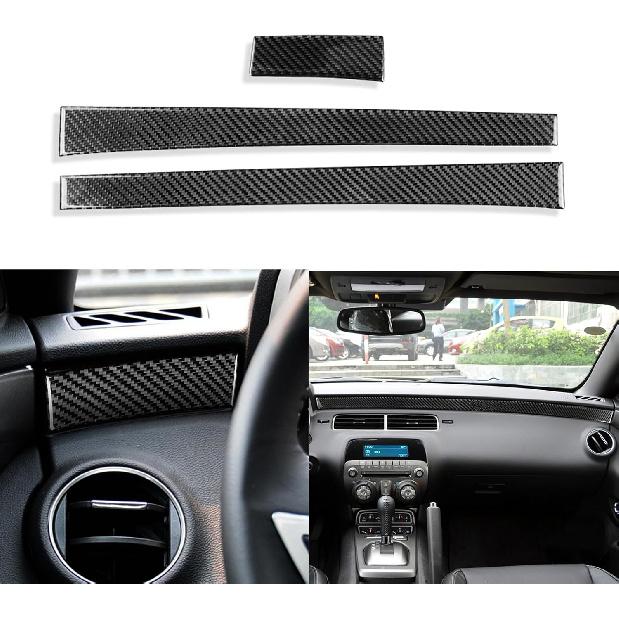 Real Soft Black Carbon Fiber Car Inner Door Handle Bowl Panel Door Bowl Collision Protector Cover Trim Sticker Compatible with Chevrolet Camaro