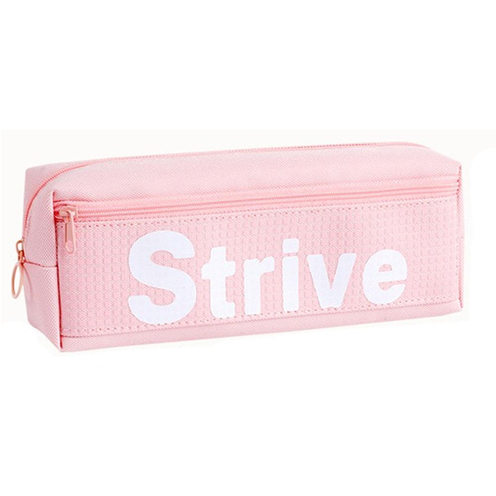 Double Layer Pencil Case Solid Color Pencil Box New Stationery Bag  Students розовый