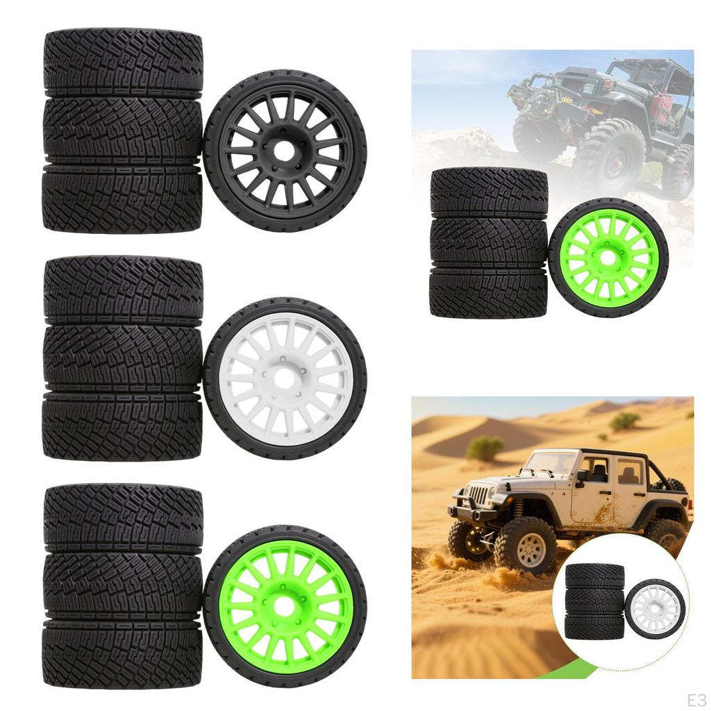 4 Pieces RC Wheel and Tire DIY Accs Easy Installation Professional Model Spare Parts Replace