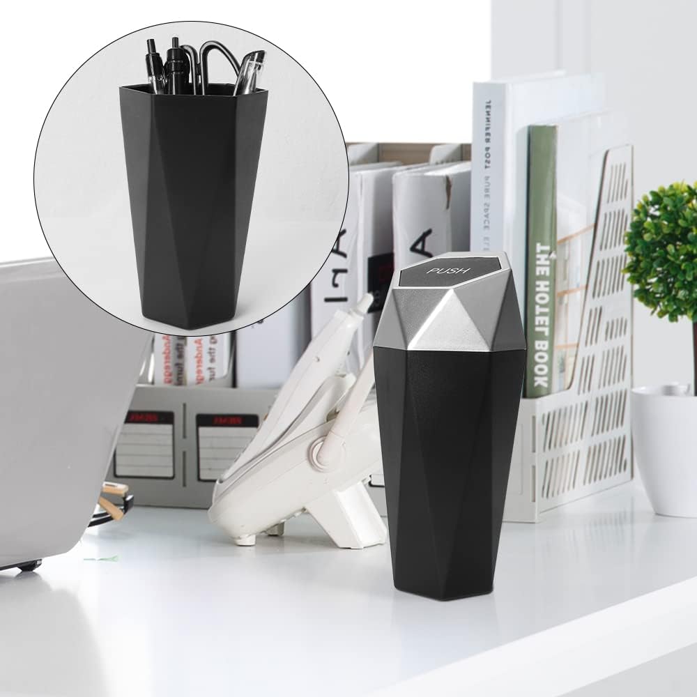 Car Rubbish Bin with Lid, Portable Vehicle Trash Bin, Car Cup Holder, Car Drink Holder Trash Bin, Suitable for Cars, Bedrooms, Offices