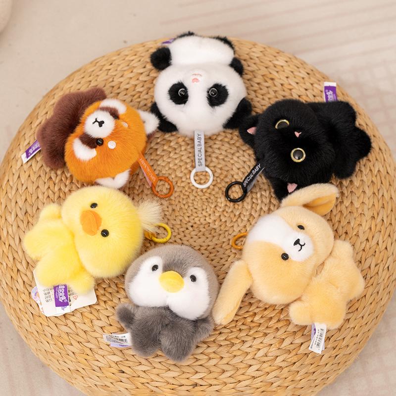 New Plush Doll Keychain Cute Cartoon Cat Plushie Toy Soft Rabbit Stuffed Pendant Kawaii Knapsack Accessories Christmas Gift