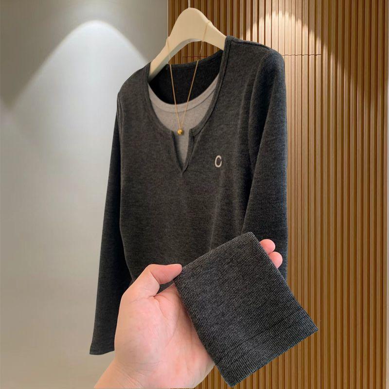 Two Pieces of Korean-style Embroidered Faux Tops with A Casual and Slimming Design for Women In Autumn and Winter