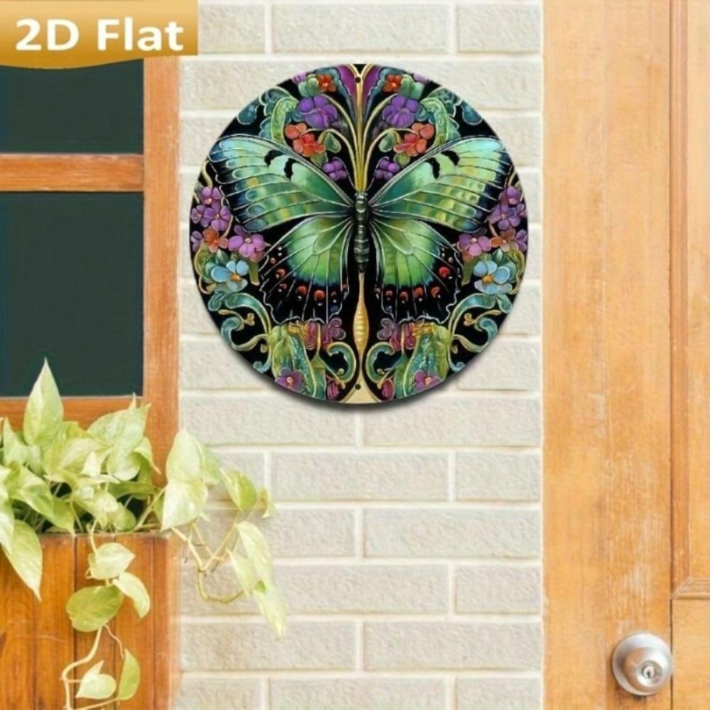Vintage Art Deco Metal Poster Butterfly Flowers for Home
