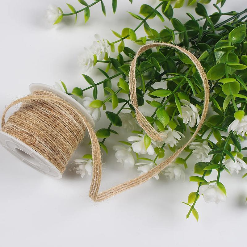 10M/Rolle DIY Basteln Geschenkverpackungsband Retro Jute Leinen Satin Spitze Landhochzeit Partydekoration Weihnachten
