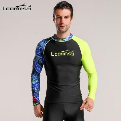 Fatos de Banho Masculinos de Secagem Rápida Protetores Solares para Snorkel, Modeladores para Praia e Surf, de Manga Comprida de Secagem Rápida contra Águas-vivas.