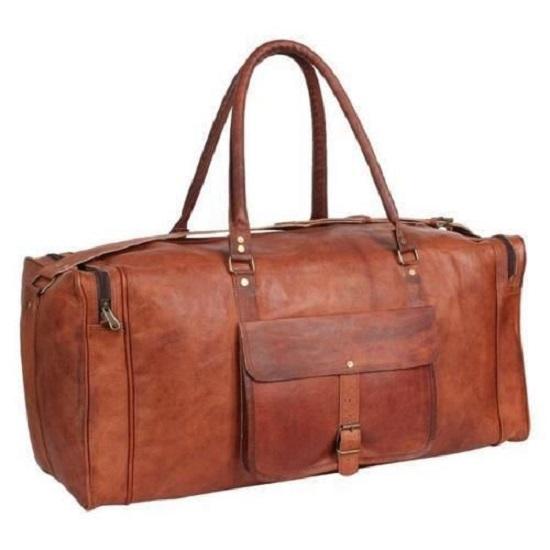 Męska brązowa torba podróżna z prawdziwej skóry koziej 24 cale, torba podróżna na siłownię Nowość