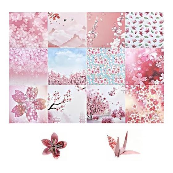 100 Sheets 15cm Cherry Blossom Cute Colorful Set Japanese Paper Style Thousand Cranes Chiyogami Decoration DIY Paper Handicraft Paper Craft Supplies