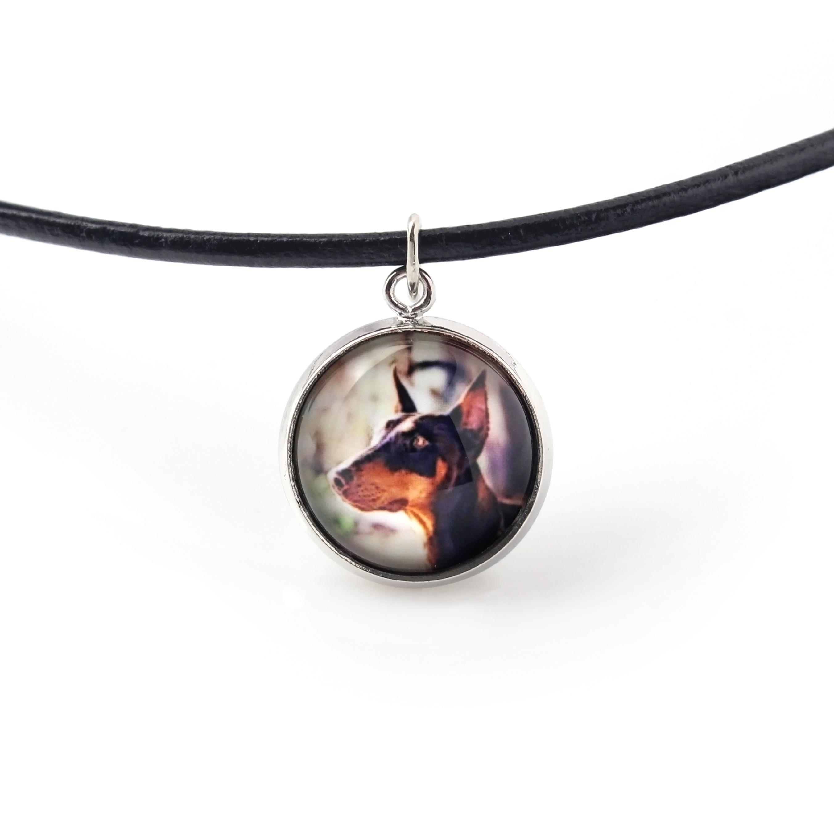 

Dobermann, Doberman Pinscher, Dobie - necklace pendant with your photo, handmade, handcrafted jewelry by Art-Dog brand срібний