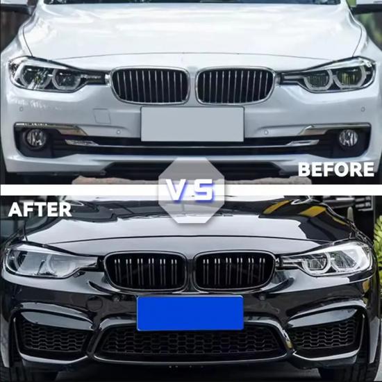 2PCS Dual Slat Style Grille Front Bumper Kidney Mesh Grill For BMW F30 F31 F35 F80 2012-2018 Bumper ABS Car Replacement