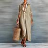 2026 Spring Collection: Europe & America Women's Color Block Cotton Linen Shirt Dress