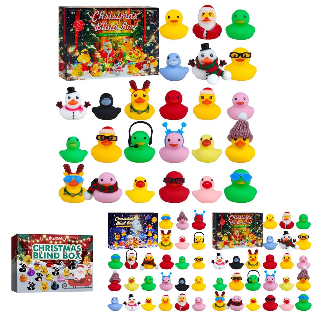 Lustiger 24 Tage Weihnachts-Countdown-Kalender Blind Box Vinyl Enten Spielzeug Set für Weihnachtsfeiern und Sammler