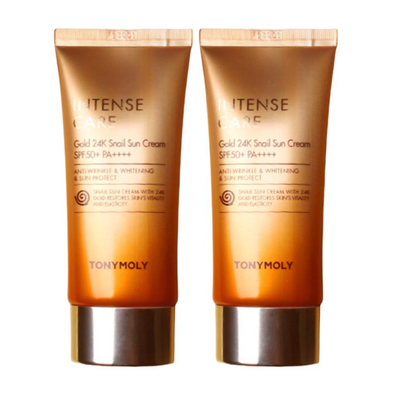 TONYMOLY Интенсивно ухаживающий золотой улиточный солнцезащитный крем 24K SPF50+ PA++++ 50 мл × 2