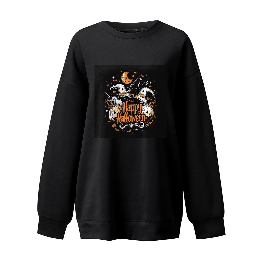 Women's Fashion Long Sleeve Printed Round Neck Pullover Top Sweatshirt