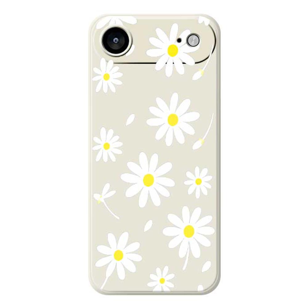 For iPhone 17 Air Case White Daisy Pattern Printing Straight Edge TPU Phone Back Cover