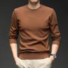 Men's Solid Color Jacquard Sweater - 2025 Autumn/Winter Casual Round Neck Knitwear