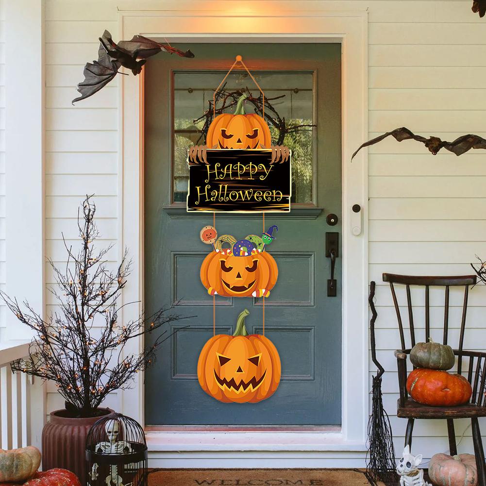 Halloween Pumpkin Witch Hat Hanger Cardstock Festive Ornament Indoor and Outdoor Halloween Accessory