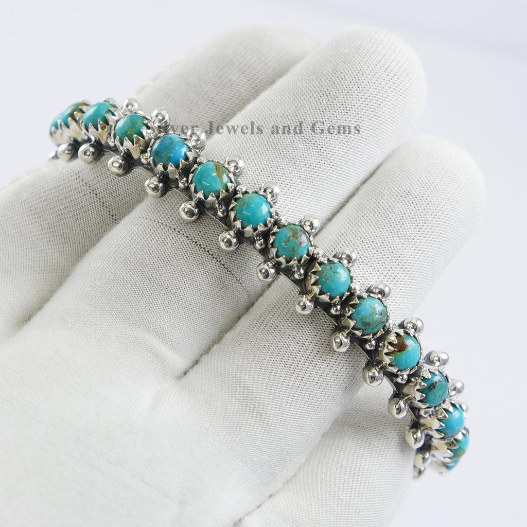 Natural Turquoise Cuff Bracelet, Arizona Turquoise Bangle, Boho Cuff Bracelet, 925 Sterling Silver Multi Stone Bracelet, Engagement Bracelet