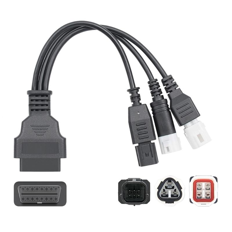 3-in-1 Motorrad Diagnose-Steckverbinderkabel 3-Pin 4-Pin 6-Pin OBD2 Kabeladapter OBD2 Motorrad Verlängerungskabel