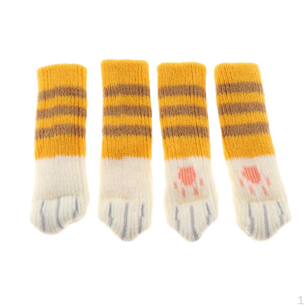 4 штуки носки для ножек стола вязаные напольные для ножек мебели обхватом 6-18 см Strip-Yellow