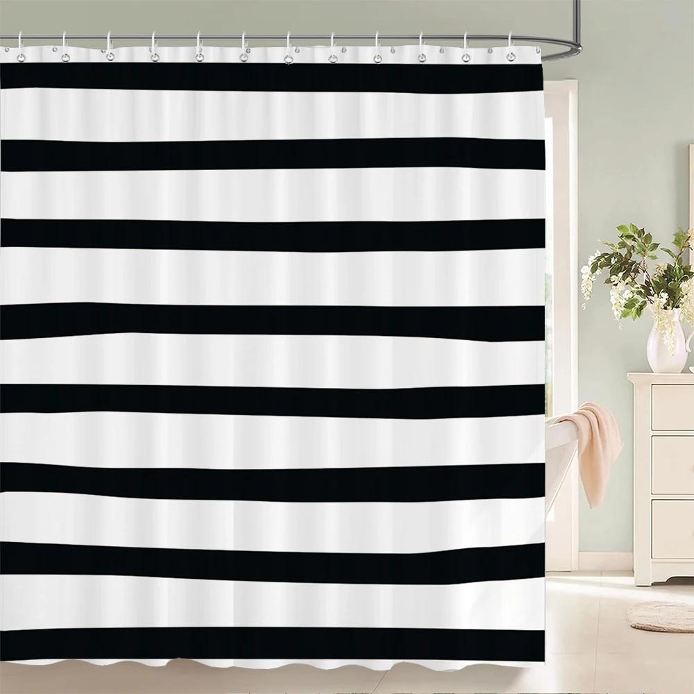 1 Pcs Simplicity style Shower Curtain Black and white Printed Bathroom Curtain Waterproof Polyester Home Decoration Curtain