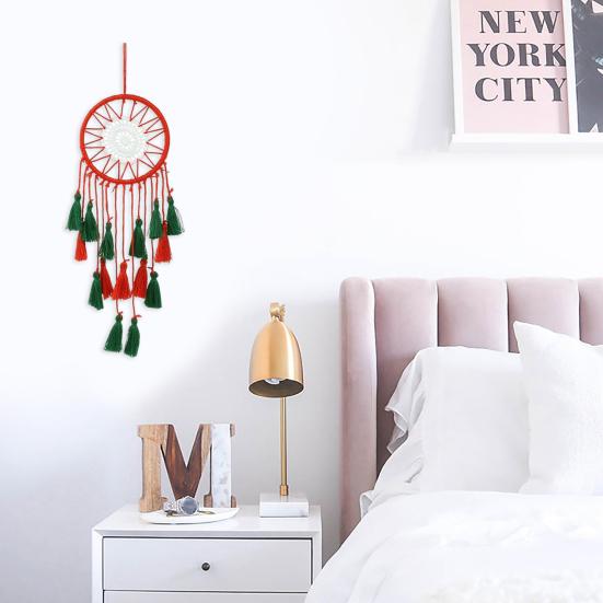 

Красивый легкий экологически чистый кулон Dream Catcher ручной работы Красное рождественское окно для подарков