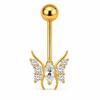 Dangle Belly Button Ring Gold Color Hypoallergenic Butterfly Heart Shape Piercing Jewelry for Summer Beach Party